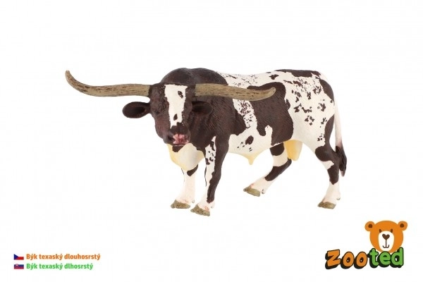 Stier lange hoorn Texas rund zooted plastic 15cm in zak