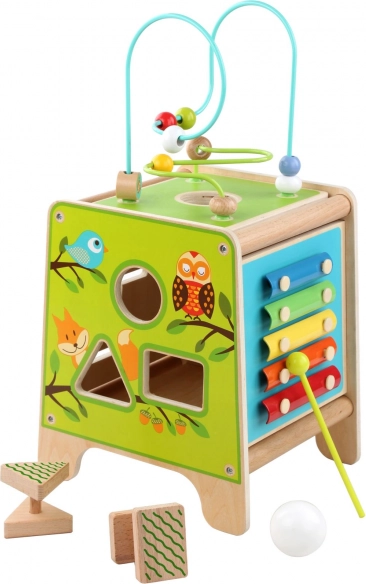 Houten motorische kubus 5-in-1 met xylofoon LUCY & LEO