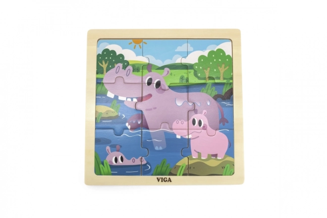 Holzpuzzle Nilpferde Viga, 9 Teile