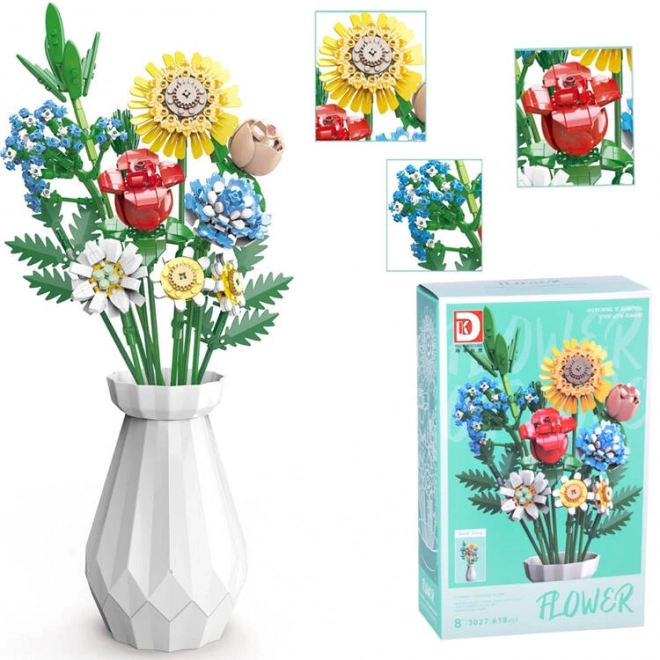 Technical Construction Set Meadow Flowers with Vase 618 Pieces