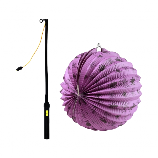 Halloween lampion spinnen 25 cm met verlichte stok 40 cm