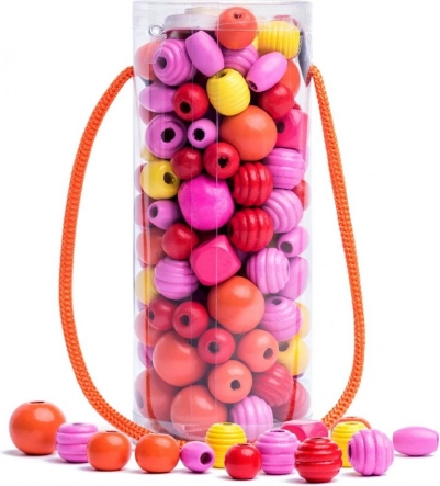 Kralen in een buis roze-geel-rood