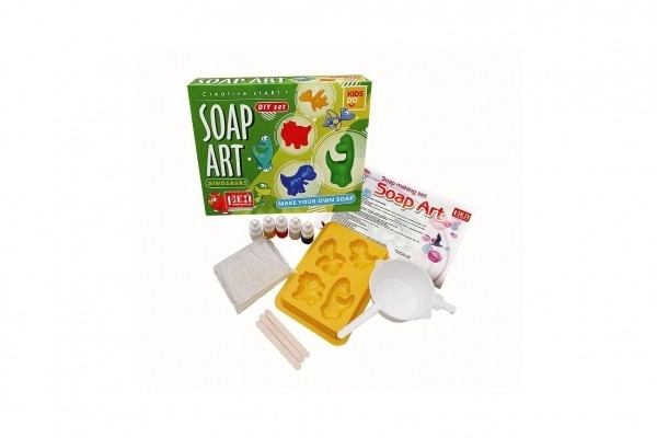 Dinosaurus zeep maken creatieve set met vormen en accessoires in doos 26x20x7cm