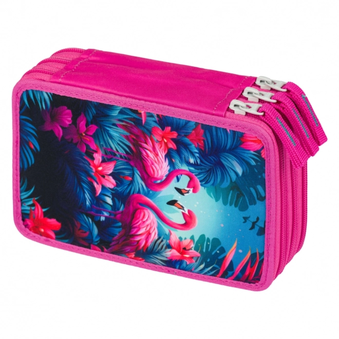 BAAGL School etui driedelig Flamingo's