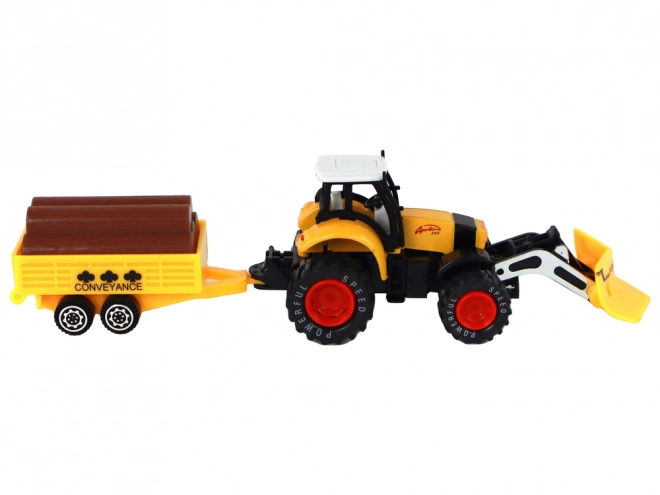 Traktor mit Anhänger gelb rot