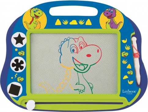 Magnetische, mehrfarbige Zeichentafel Dinosaurier A5 mit Stempeln und Stift