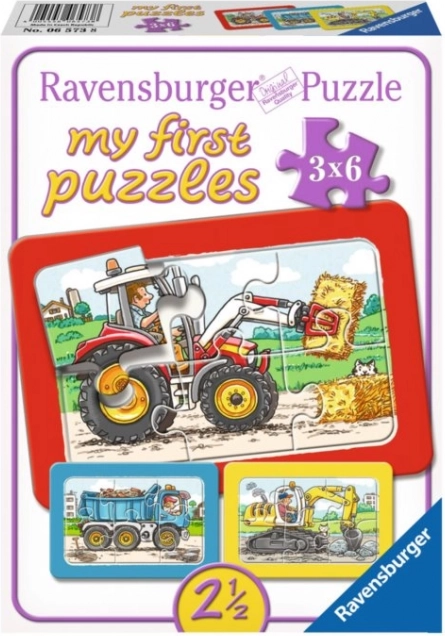 Mijn eerste puzzel Bouwmachines 3×6 stukjes RAVENSBURGER