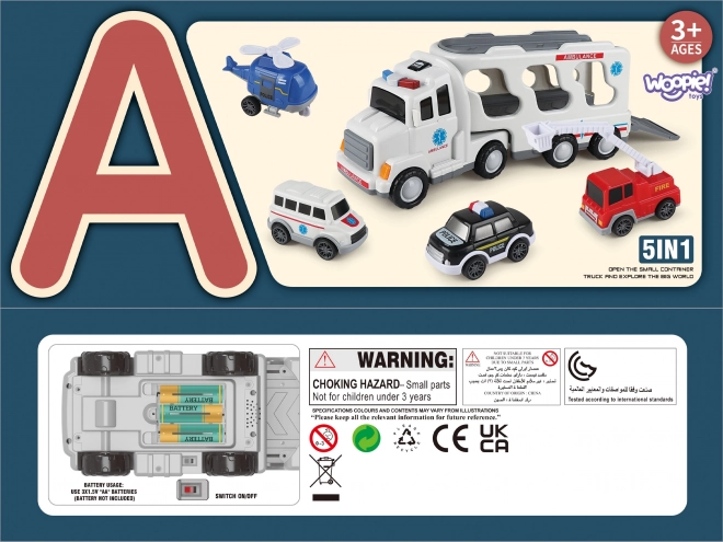 Kit de sauvetage Woopie avec camion de remorquage et 5 voitures