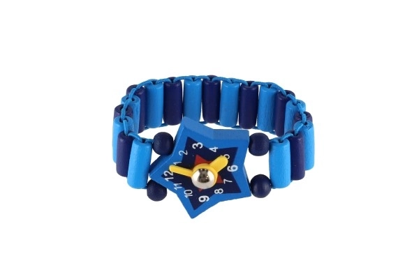 Horloge hout armband 7cm mix soorten/kleuren met standaard