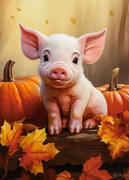 Puzzle Castorland adorable petit cochon d’automne 60 pièces