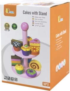 Wooden cupcakes with stand