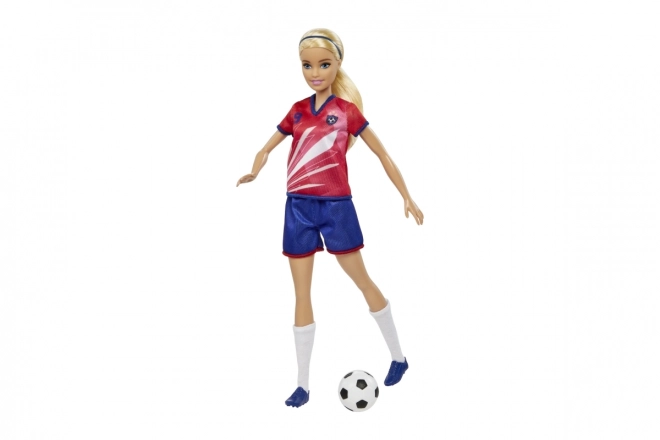 Barbie voetbalpop in rood tenue
