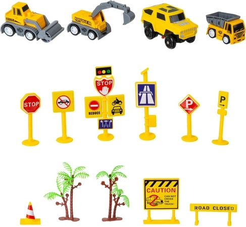 Bouwvoertuigen en realistische accessoires