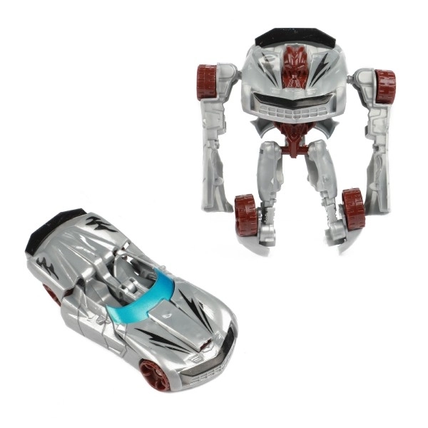 Transformer auto/robot plastic 10cm mix kleuren in plastic doos 5x10,5cm