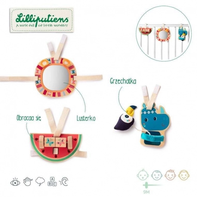 Lilliputiens - Hängespielzeug aus Holz Nashorn Marius ab 9 Monaten