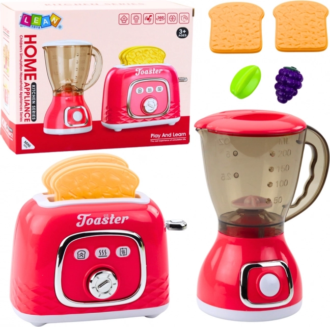 Keukenspeelset: Broodrooster en blender met effecten, roze