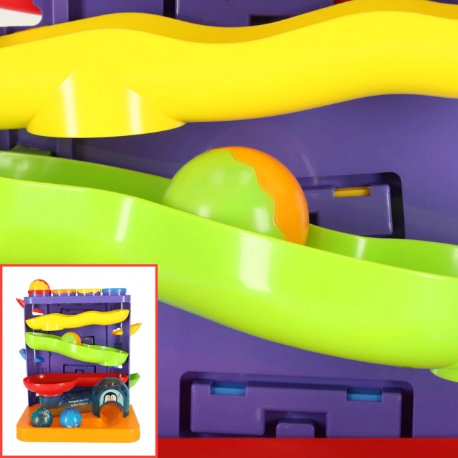 Kinder racebaan met hamer en knikkerbaan