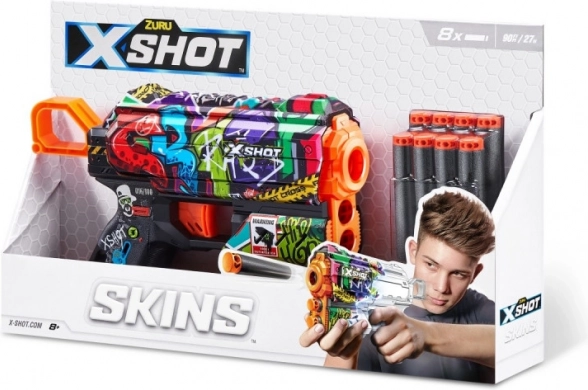 ZURU X-Shot Skins Flux Schaumstoffpistole, 8 Pfeile