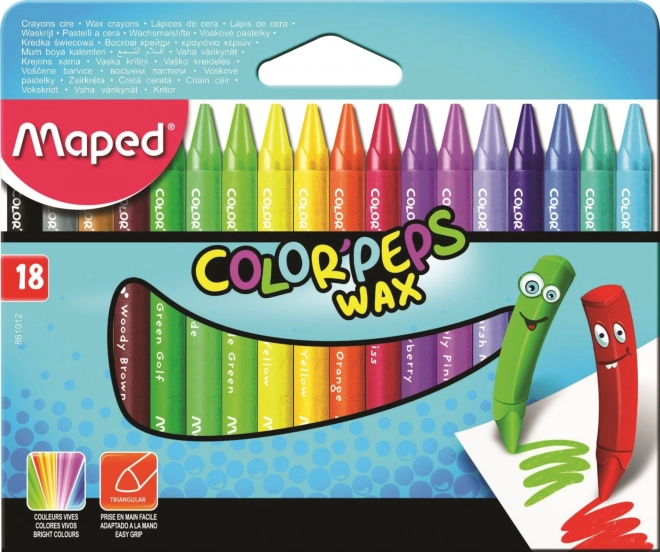 Driehoekige waskrijtjes 18 stuks MAPED Color’Peps