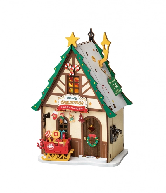 Miniatuur huisdiorama Verlicht kersthuis