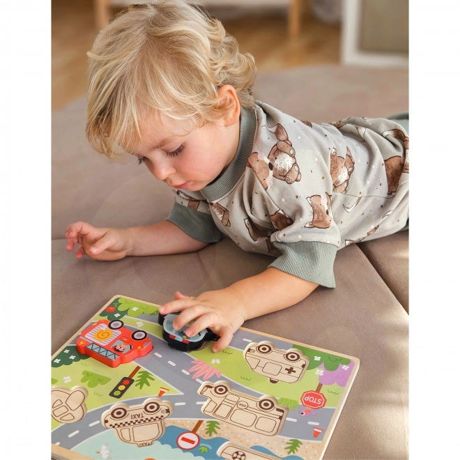 Houten puzzel Montessori stad