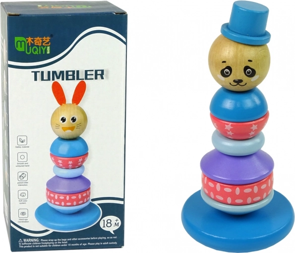 Pyramide éducative en bois Panda tour d’équilibre