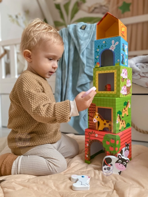 Woopie groene puzzelboerderij met blokken en figuren
