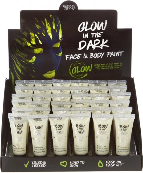 Peinture pour le visage et le corps brillants dans le noir