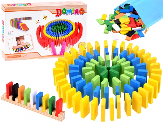 Houten kleurrijke domino 300 stukken