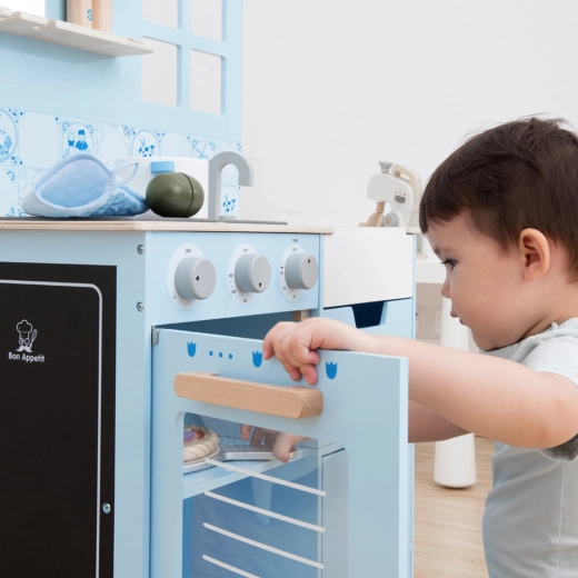 Houten kinderkeuken – lichtblauw