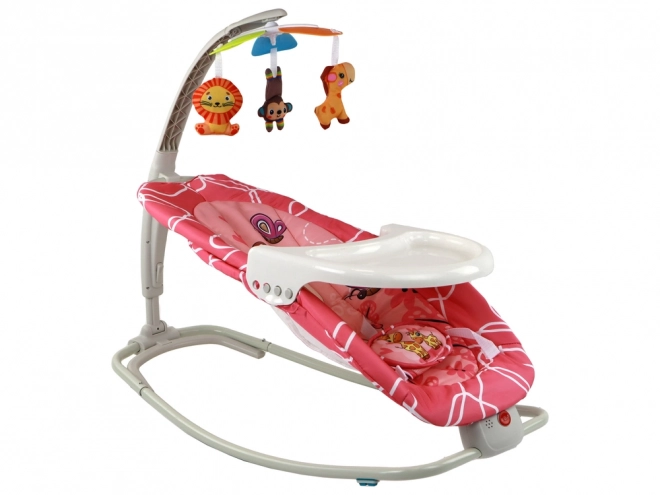 Kinder schommelstoel 2 in 1 Stoeltje Geluiden Vibratie Giraffe – roze