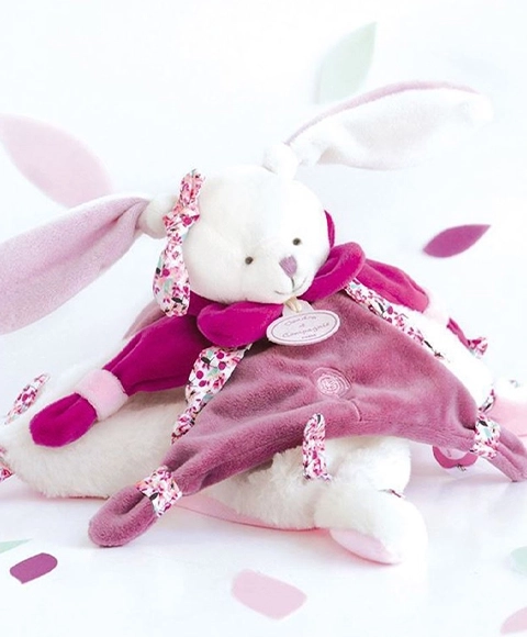 Doudou gift set with pink plush bunny cuddly toy