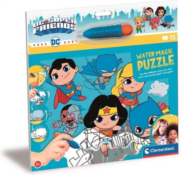 Clementoni Puzzle avec peinture à l’eau : DC Super Friends 15 pièces