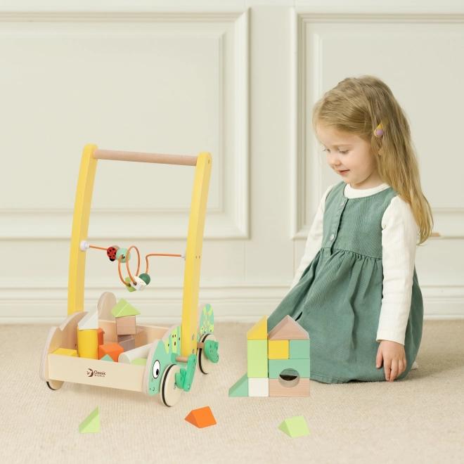 Classic World houten loopwagen Kameleon met blokken