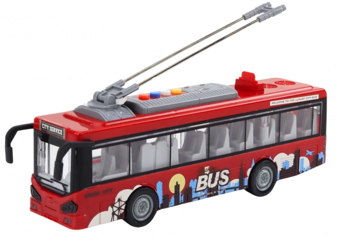 Trolleybus 1:16 Lichten Geluid Aandrijving Rood