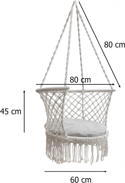 Tuinschommel nest met rugleuning grijs 80 cm 150 kg