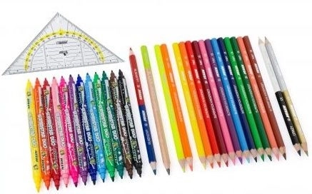 Ensemble de crayons de couleur et de feutres Retour à l'école - 31 pièces