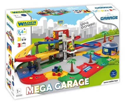 Mega garage 3 verdiepingen plastic 7,4m + 3 auto's in doos 79x53x14cm Wader