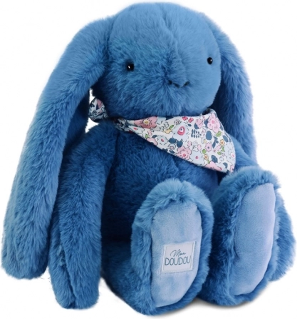 Pluchen konijnetje met blauwe sjaal 35 cm
