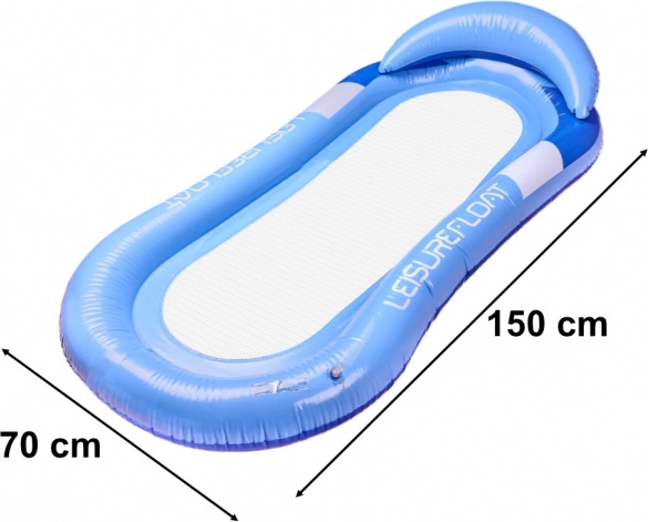 Opblaasbaar ligbed voor in het zwembad met hoofdkussen - blauw