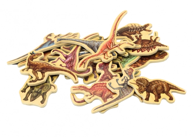 Jeux d'aimants en bois Dinosaures ensemble de 20 pièces colorées