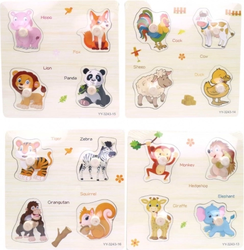 Houten inlegpuzzel voor kinderen, 15 x 15 cm