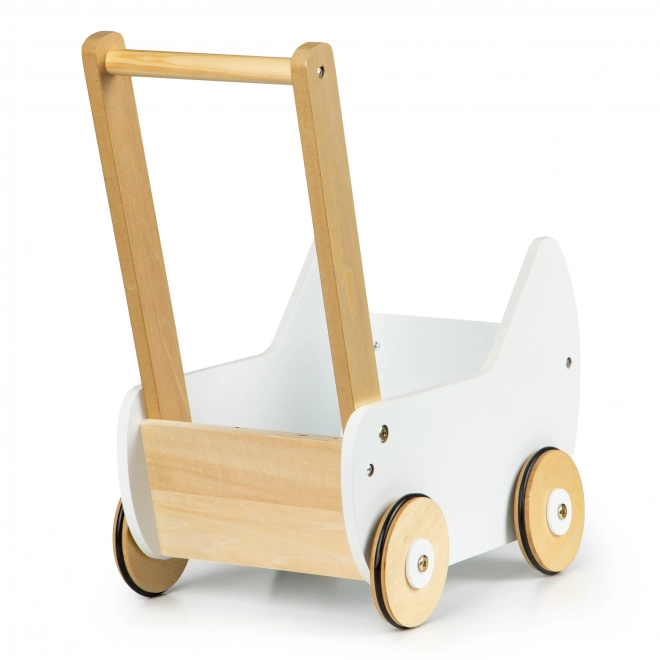 ECOTOYS Houten wagen voor poppen wit