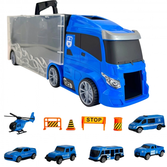 Lastwagen mit Transporter 3in1 Blaue Polizei