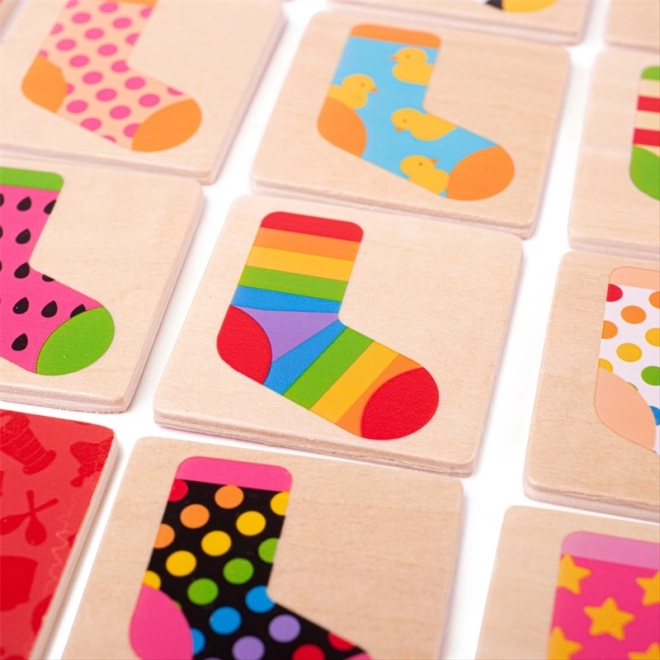 Wooden Matching Game with Socks for Children