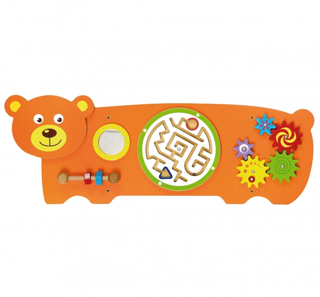 Plaque sensorielle murale en bois - ours