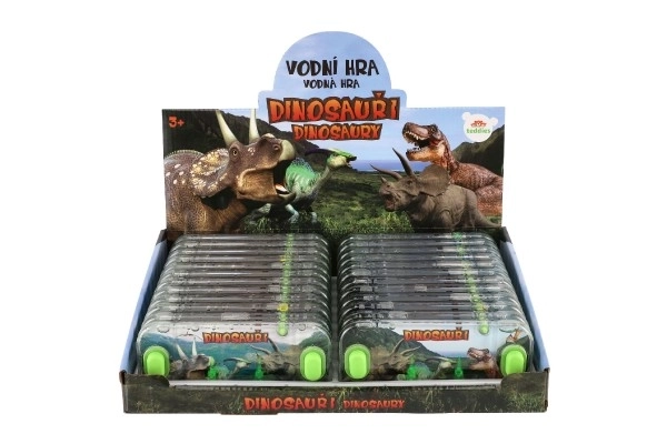 Water puzzelspel 15,5x7cm plastic dinosaurus 4 soorten 24 stuks in doos
