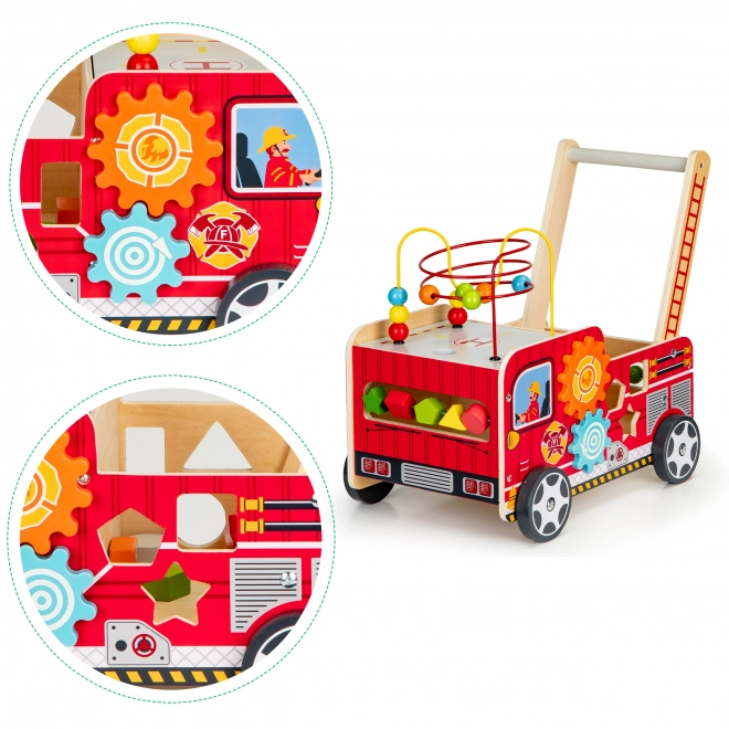 Holz-Lernlaufwagen mit Bauklötzen - Feuerwehrwagen ECOTOYS
