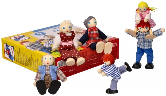 Houten poppenfamilie 6 personen