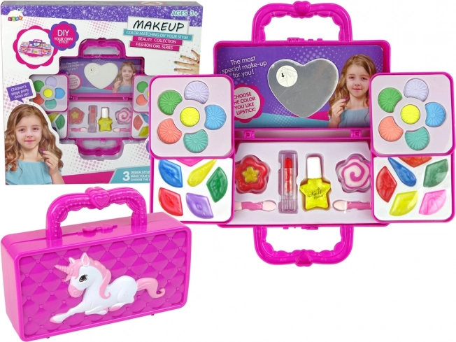Kinderschminkset in rosa Handtasche mit Einhorn